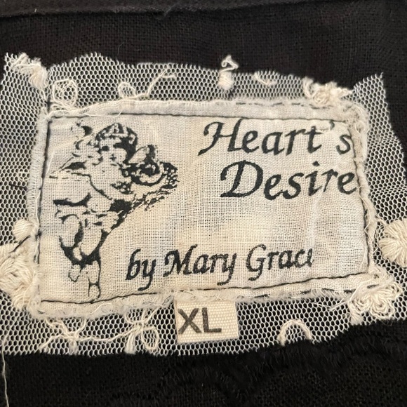 Heart’s Desire by Mary Grace 100% Linen with Embroidery Black Tunic - Picture 4 of 7